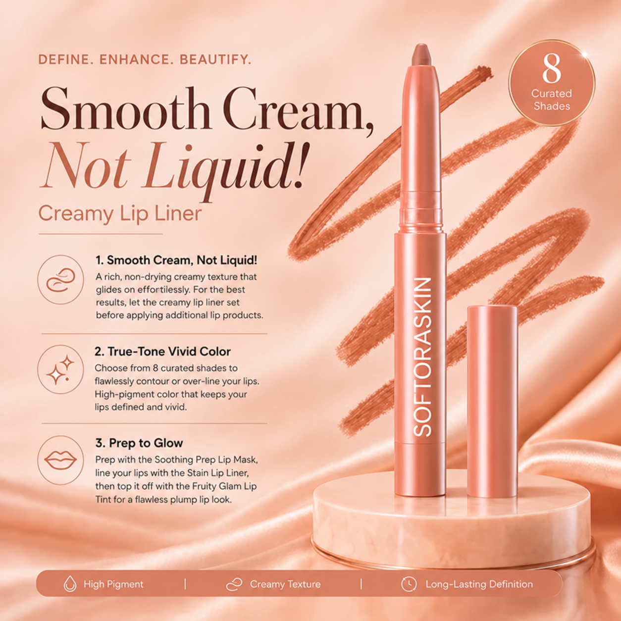 Last Day Buy 1 Get 1 Free Easy Glide Lip Liner — Creamy, Blendable Color with Smooth Application, Summervibes