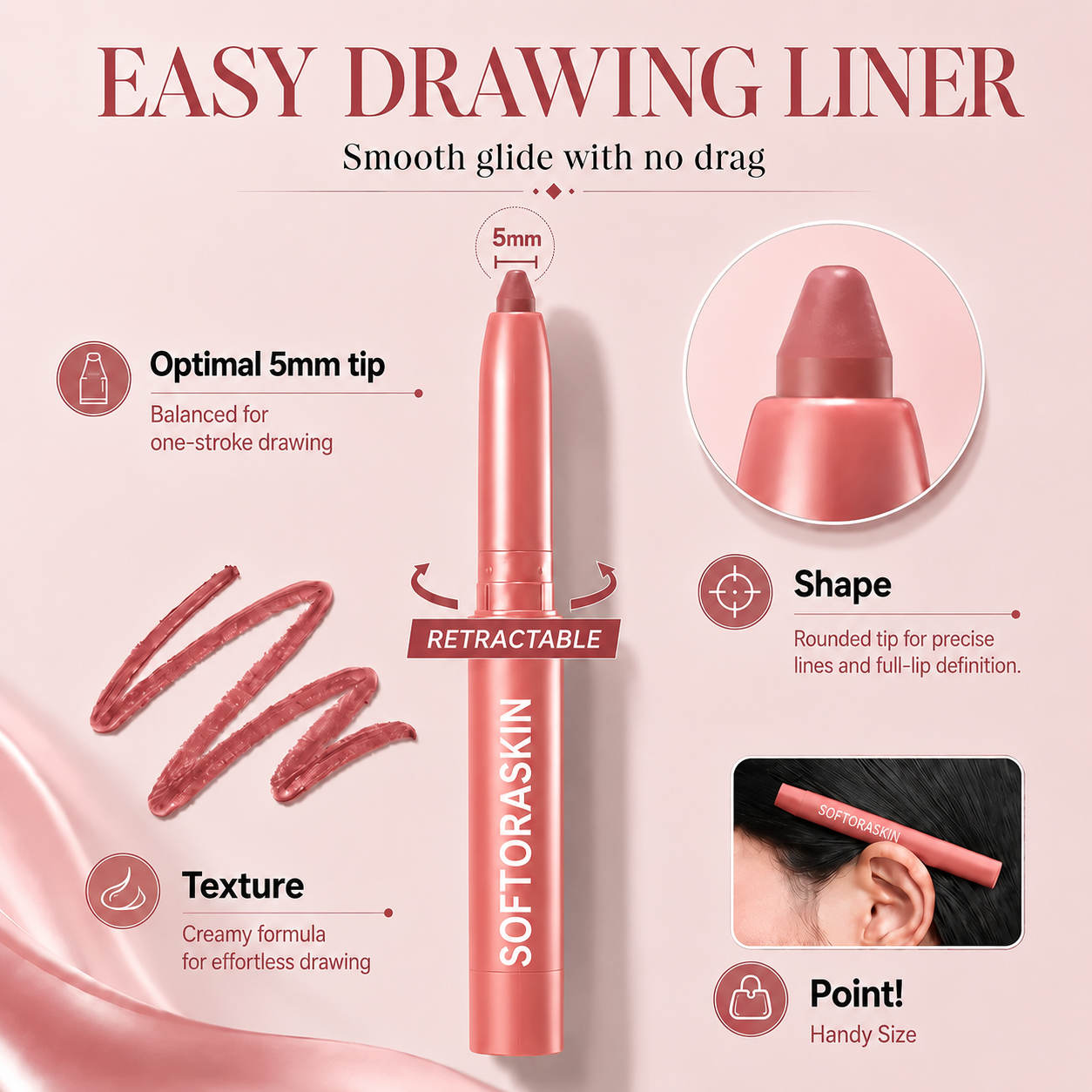 Last Day Buy 1 Get 1 Free Easy Glide Lip Liner — Creamy, Blendable Color with Smooth Application, Summervibes